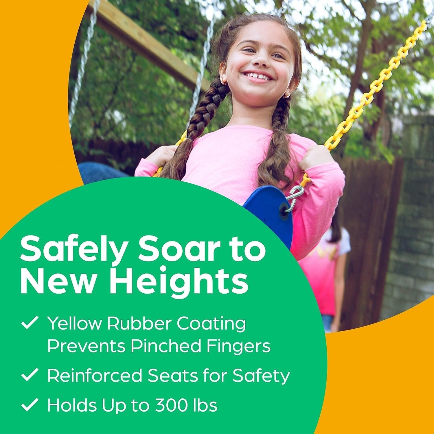 Easy Install 2-Pack Swing Seat Replacement with Heavy-Duty Chains for Adventures