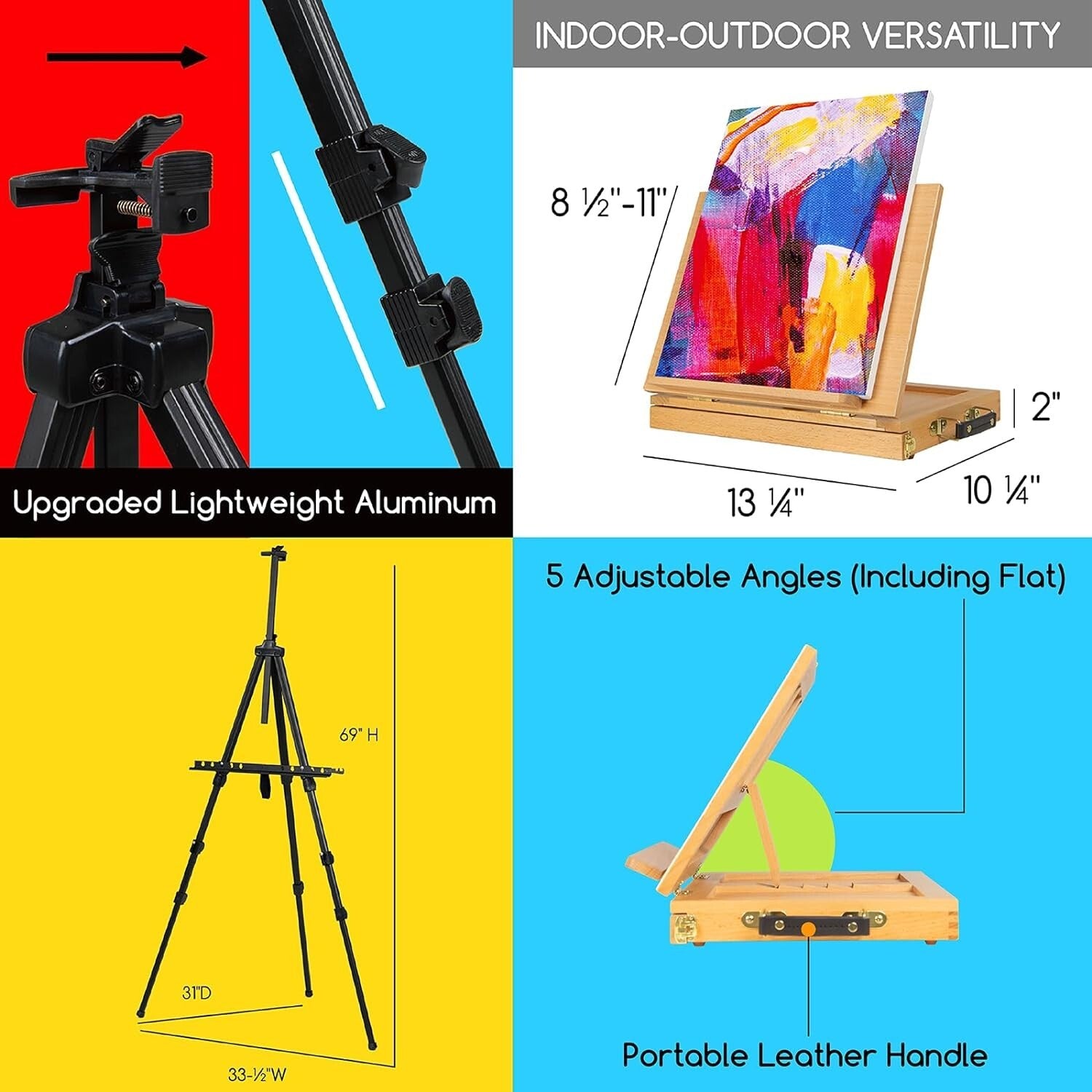 151-Piece Deluxe Painting Set with Easels for All Artists - Acrylic & Oil Colors