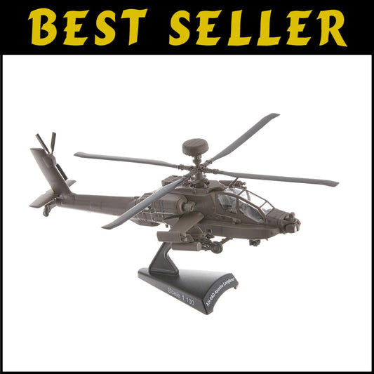 Medium 1/100 Scale Diecast Boeing AH-64D Apache Model - Details & Stand Included