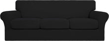 Load image into Gallery viewer, 4-Piece Stretch Couch Cover for Dogs - Machine Washable Black Sofa Protector