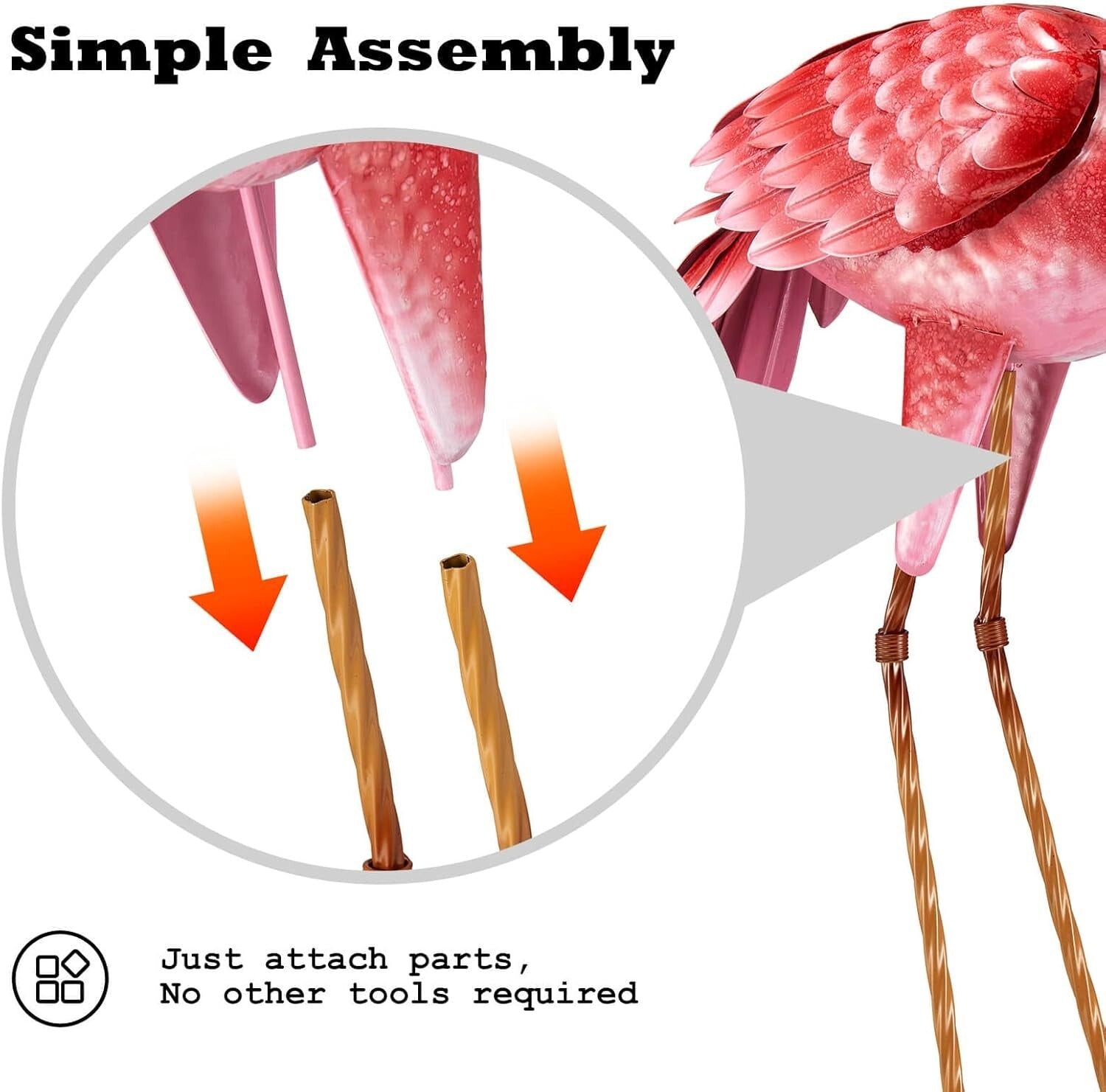 Freestanding Metal Flamingo Statues with Realistic Detail for Gardens & Patios