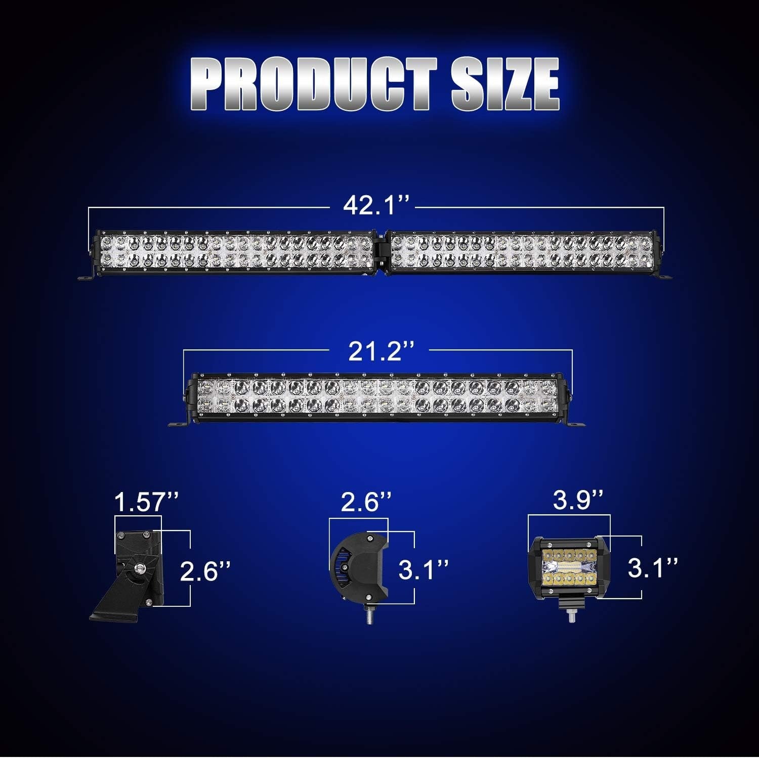 LED Light Bar Kit - 42" & 22" + 4 Pods, 28000LM, Waterproof Offroad Lights