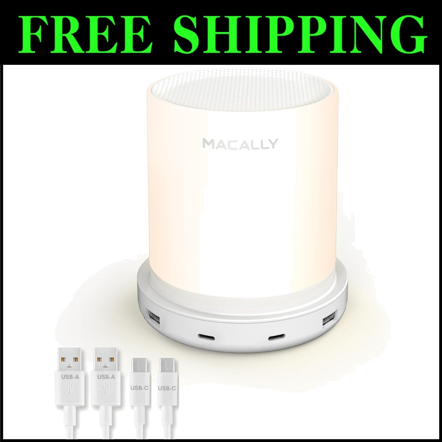 Dimmable USB Bedside Table Lamp with 4 Ports - Stylish and Functional Lighting