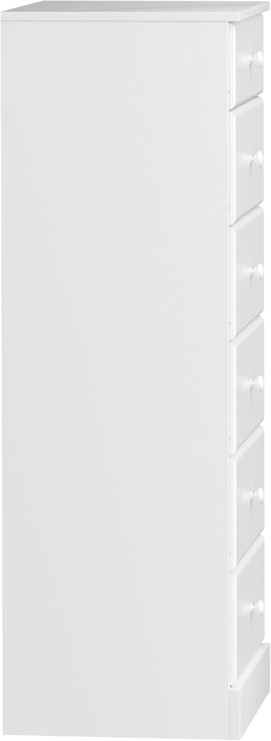 Sleek 6-Drawer White Dresser: Durable Tall Chest Perfect for Organized Bedrooms