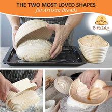 Load image into Gallery viewer, 9-Inch Round &amp; 10-Inch Oval Rattan Proofing Baskets for Sourdough Masterpieces
