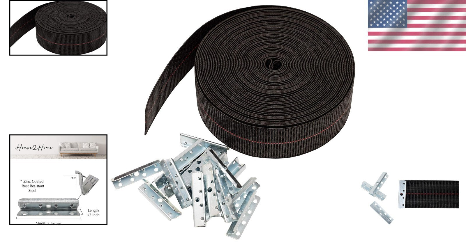 Versatile 2 Inch Elastic Webbing Kit for Indoor & Outdoor Furniture Repairs