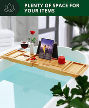 Load image into Gallery viewer, Stylish Bamboo Bath Tray - Expandable &amp; Waterproof Design for Luxurious Soaks