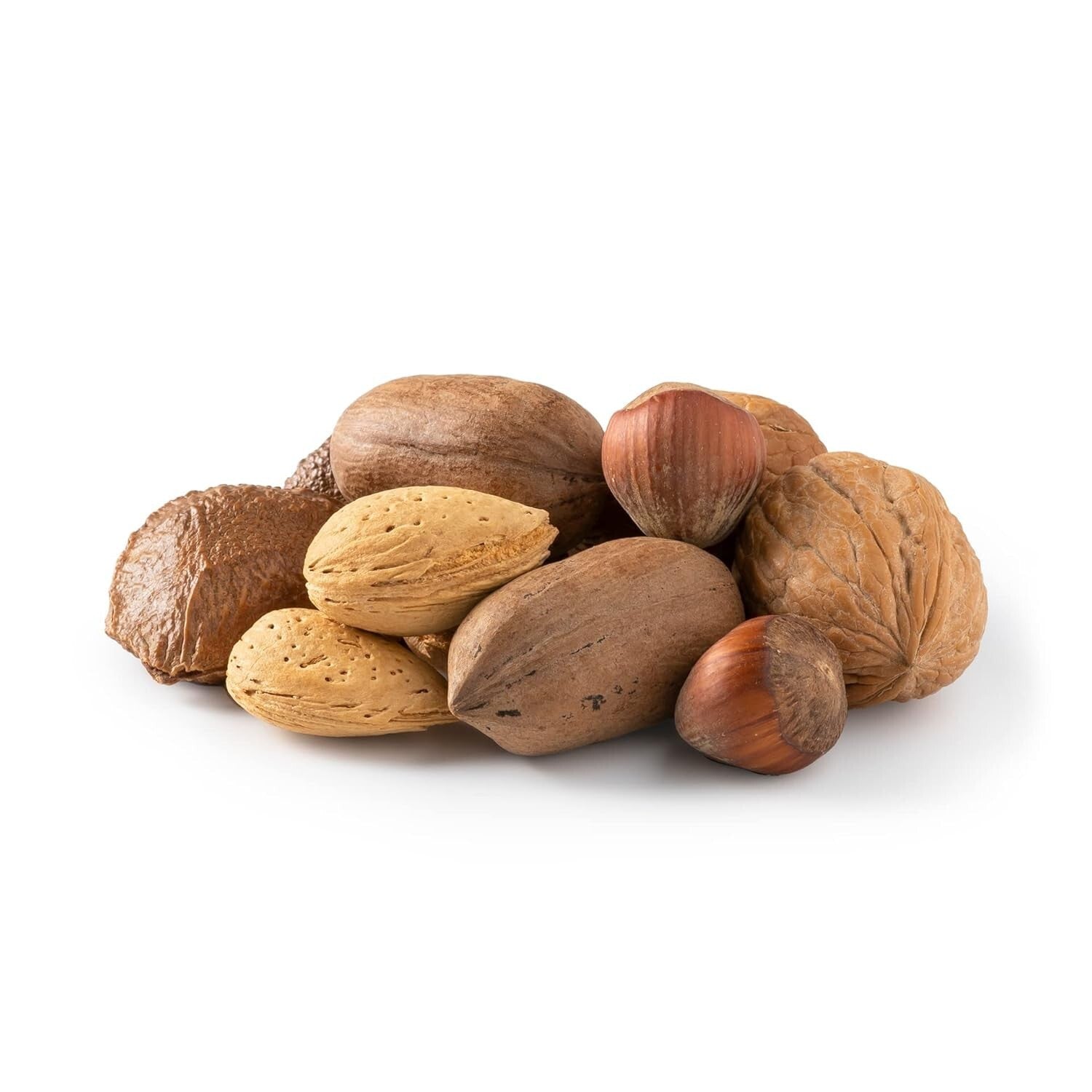 6 lbs Mixed Nuts in Shell: Almonds, Walnuts, Hazelnuts, Pecans & Brazil Nuts