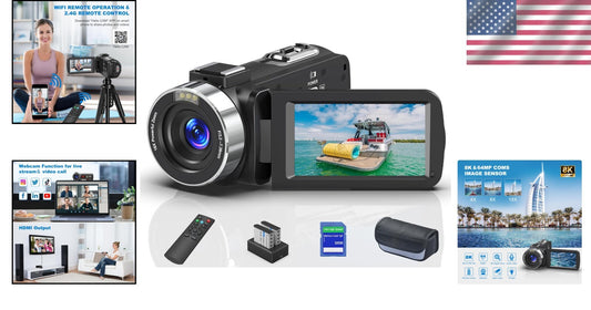All-in-One 8K Video Camera with Remote Control, Night Vision & 32GB SD Card
