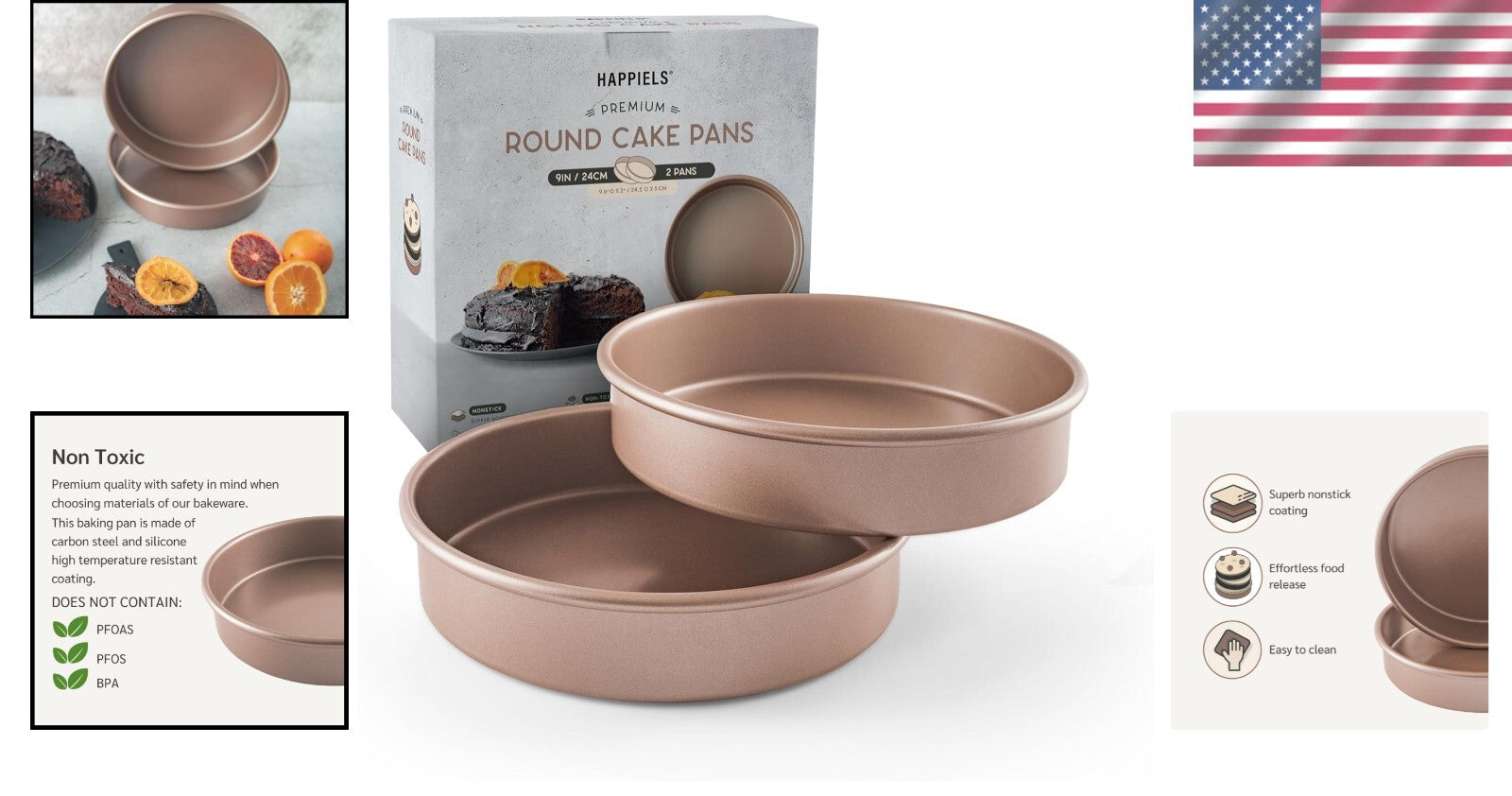 Elegant 9-Inch Round Nonstick Cake Pans - Perfect for Weddings & Housewarmings