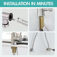 Load image into Gallery viewer, Modern Brushed Nickel Kitchen Sink Faucet with Pull-Down Sprayer &amp; Swivel Spout