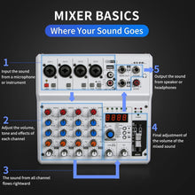 Load image into Gallery viewer, Portable 6-Channel Audio Mixer with 99 Effects for Live Streaming and Podcasting