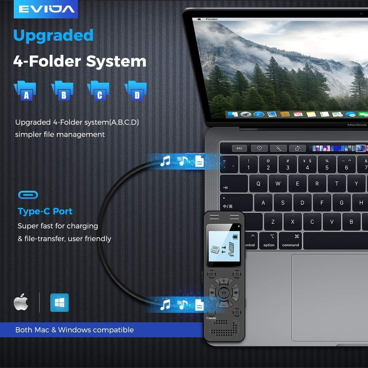 Rechargeable 128GB Voice Recorder with Password Protection & USB Transfer