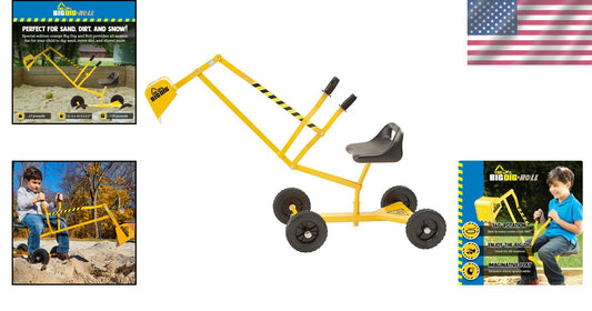 Durable Kids Excavator Sand Digger with Rubber Wheels - Perfect for Outdoor Play