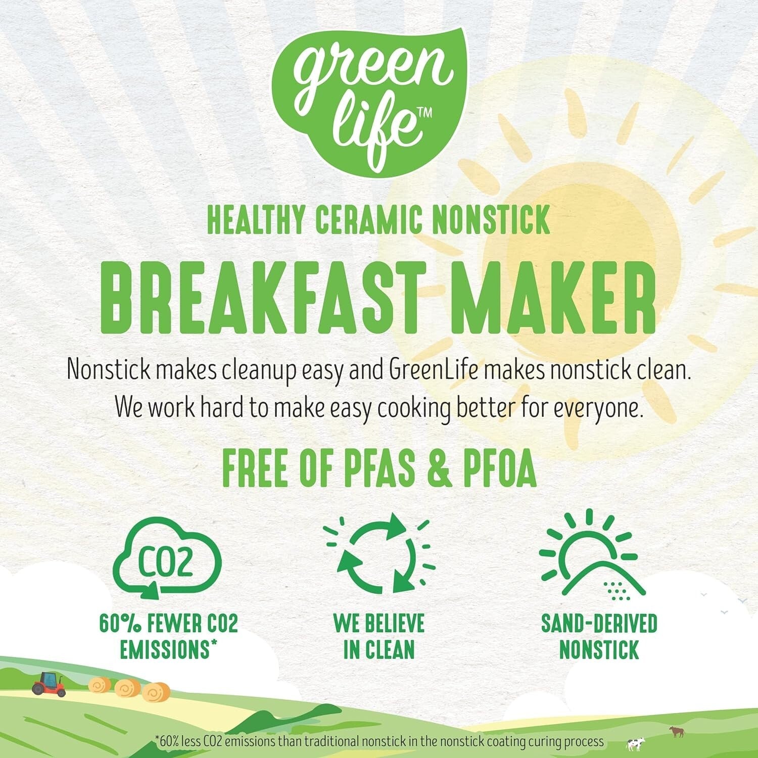 Healthy Ceramic Nonstick Breakfast Maker: Cook Eggs, Meat & Toast Efficiently