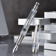 Load image into Gallery viewer, Elegant Clear Acrylic and Titanium Fountain Pen with Extra Fine Writing Tip