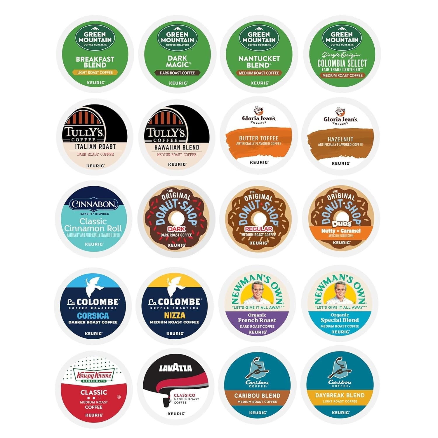 Diverse K-Cup Pod Collection - 60 Single Serve Pods from Renowned Coffee Brands