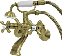 Load image into Gallery viewer, Solid Brass 6" Adjustable Vintage Wall-Mount Tub Faucet - Antique Elegance