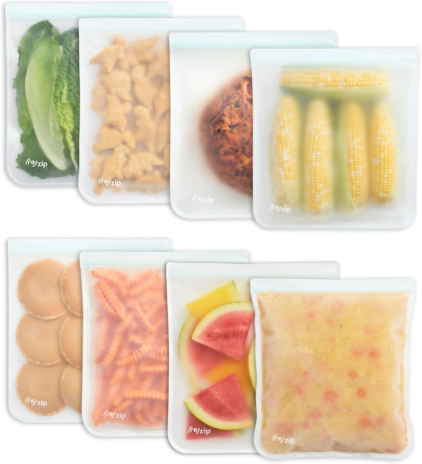 Durable 8-Pack Clear Reusable Gallon Bags | Airtight, Freezer Safe & Versatile