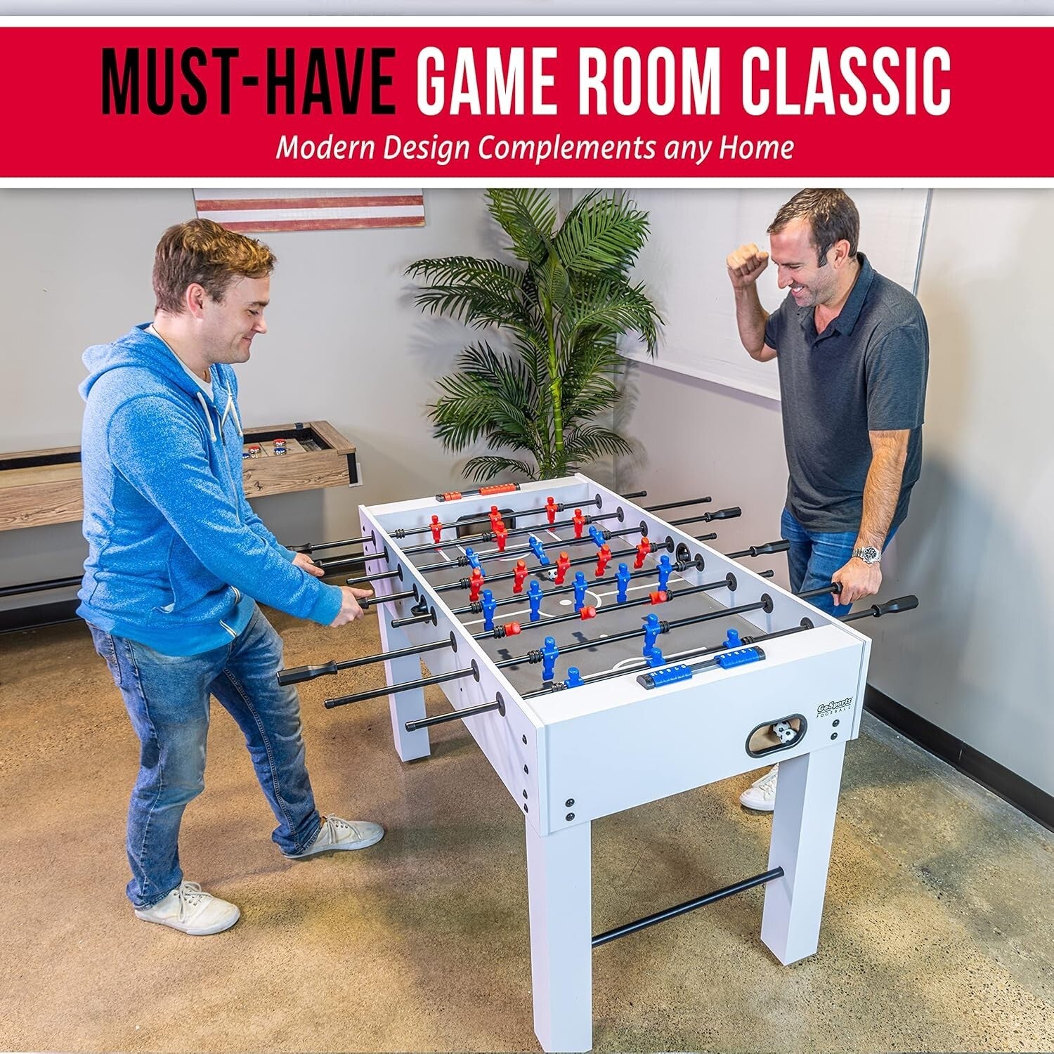 Durable Foosball Table - 54 Inch Full Size with Gloss Finish & 4 Balls Included