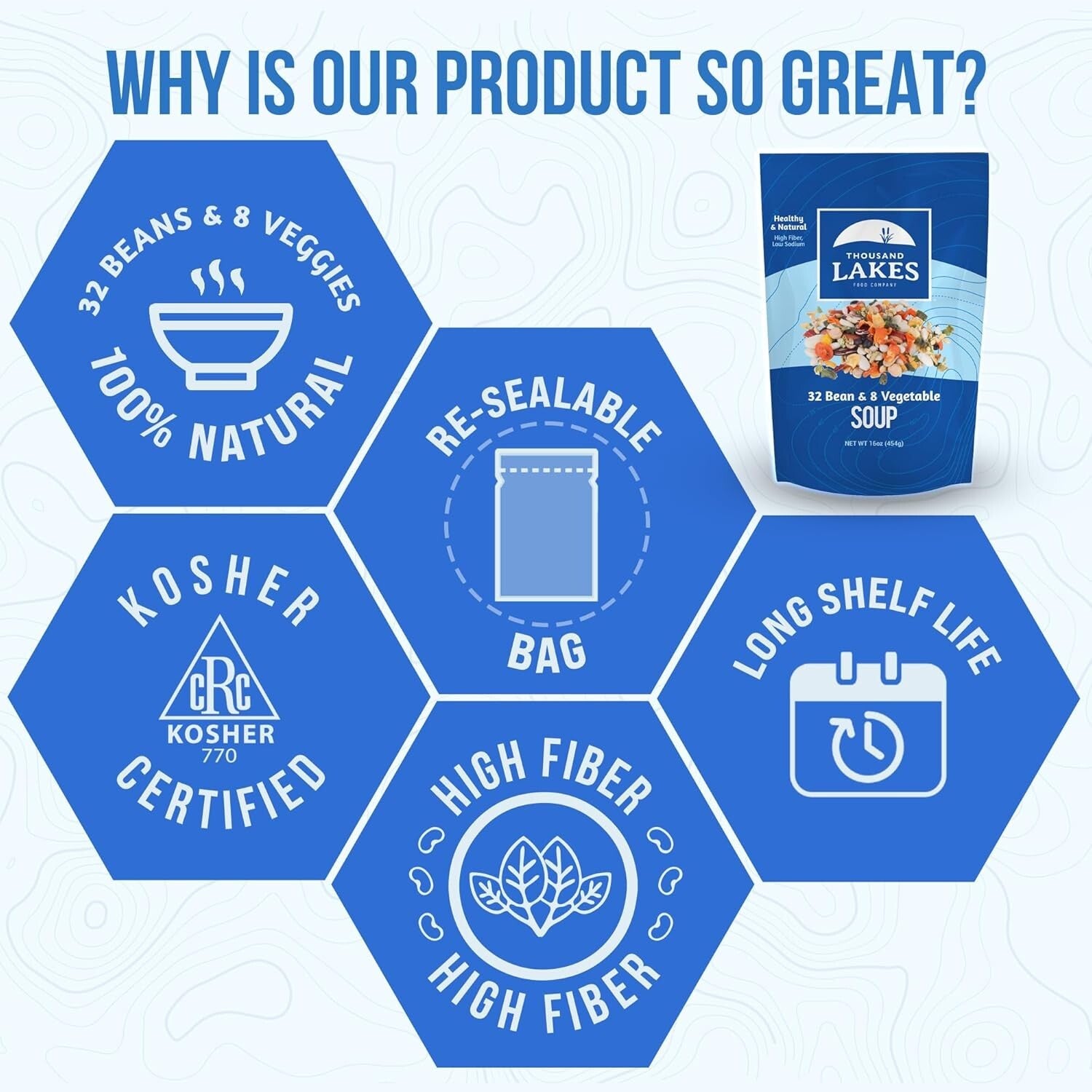 Delicious Low Sodium 32 Bean & 8 Vegetable Dry Soup Mix - 5 lbs - 100+ Servings