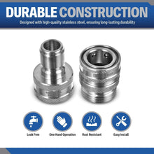 Load image into Gallery viewer, 304 Stainless Steel Quick Connect Garden Hose Fittings Set - One Hand Operation
