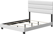 Load image into Gallery viewer, Contemporary Full Size Platform Bed Frame with Faux Leather Headboard - White