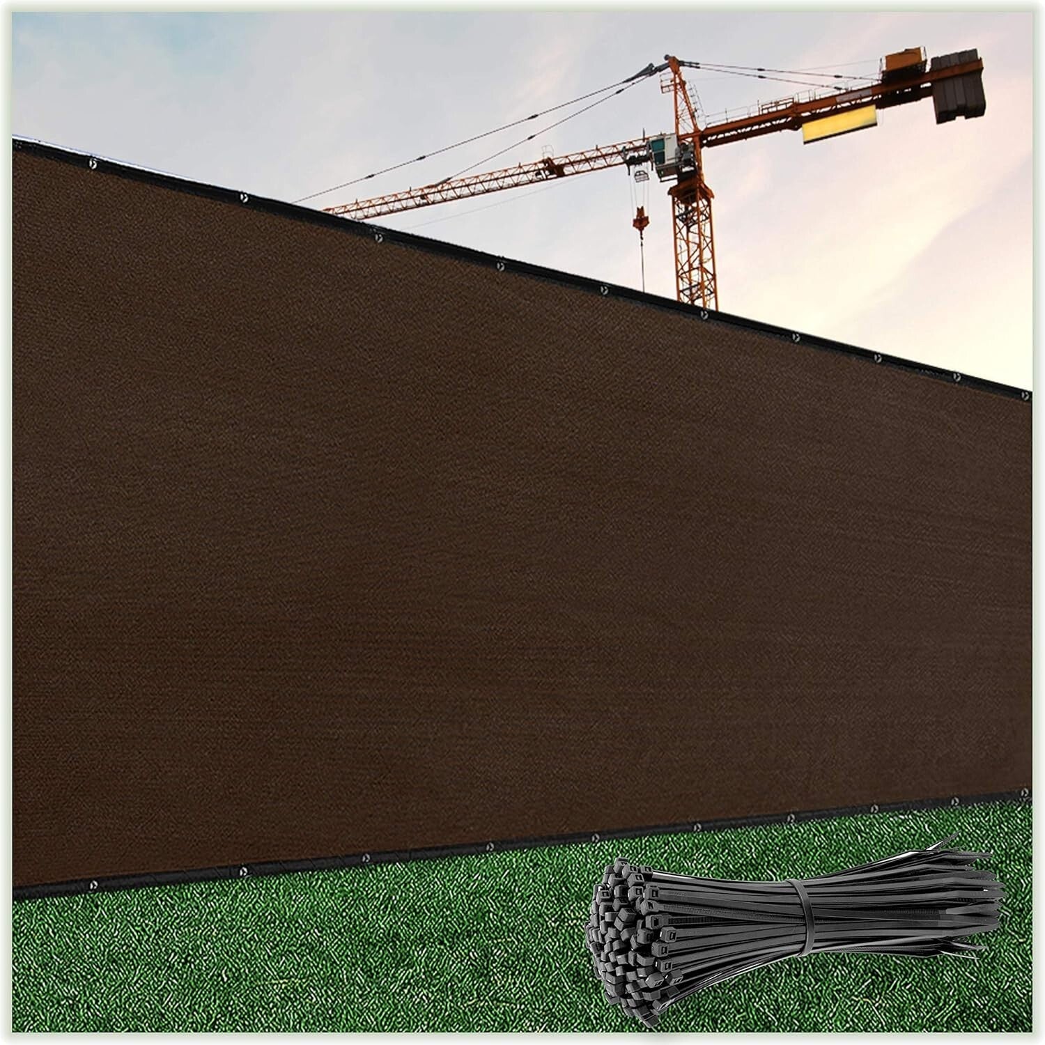 170 GSM 6' x 50' Brown Fence Privacy Screen - UV Resistant Mesh Shade Cover