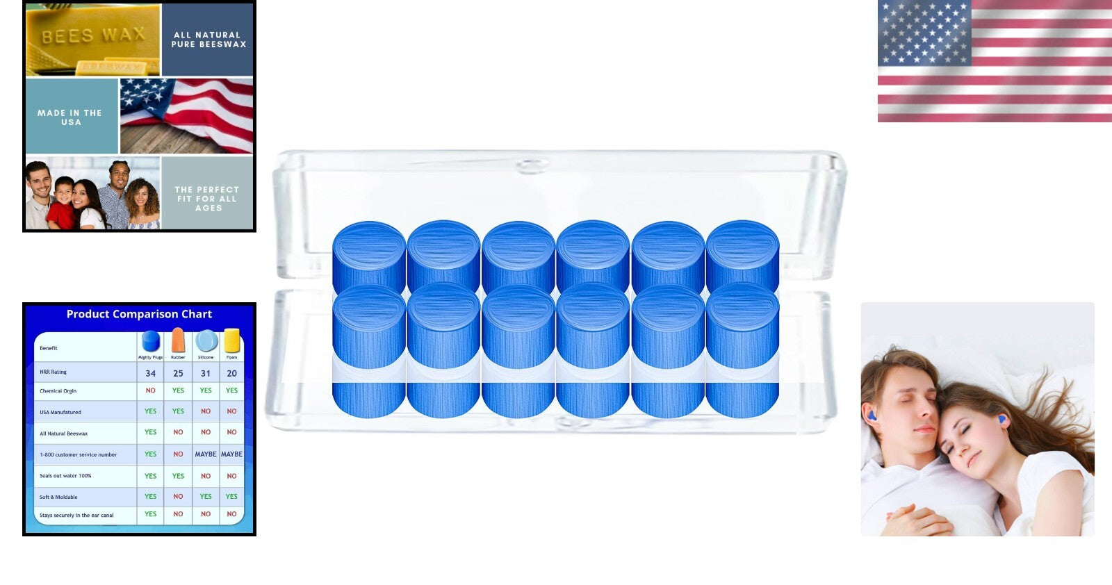 Moldable Beeswax Ear Plugs – 12 Pairs, NRR 34 Noise Reduction for All Activities