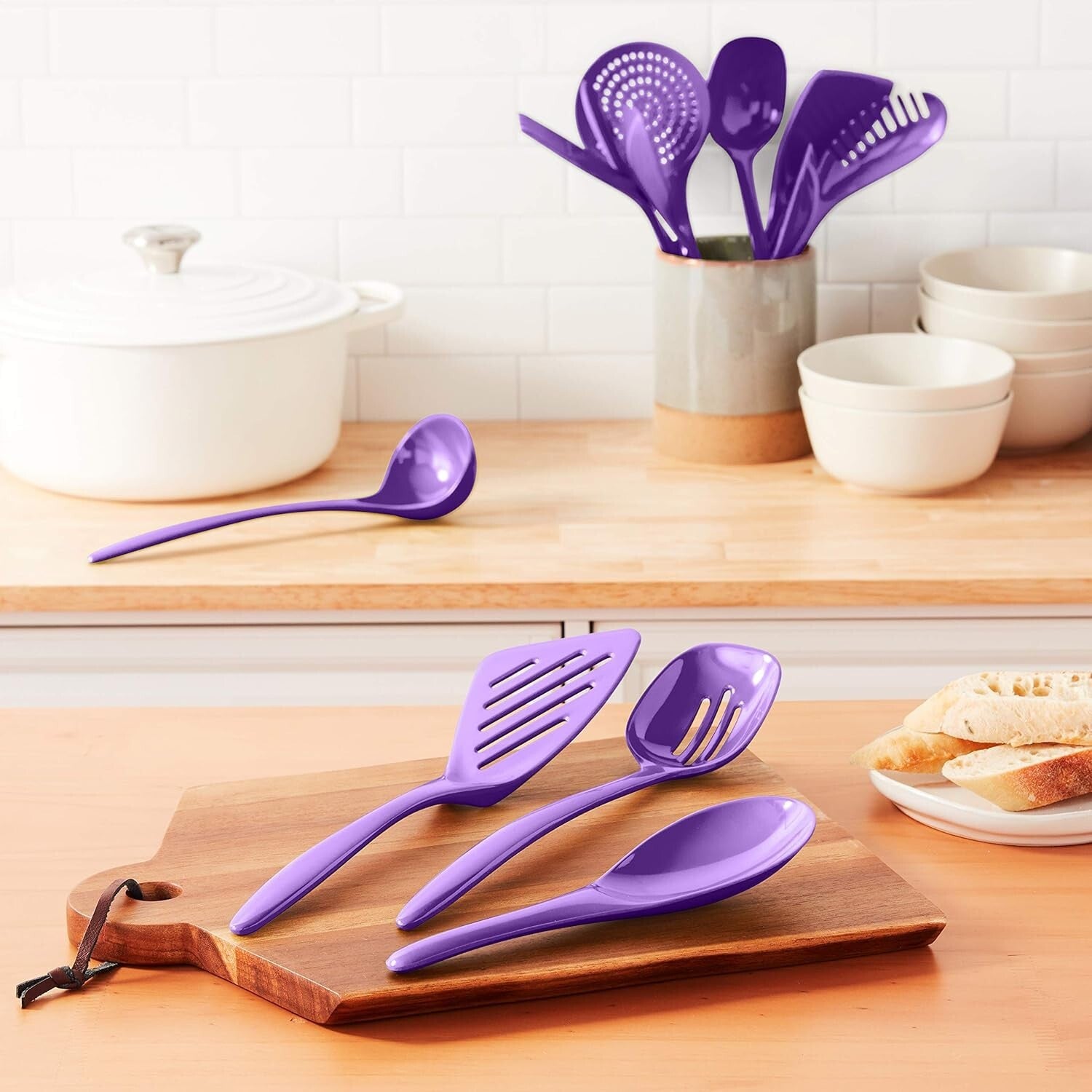 Durable Purple Melamine Utensils Set (12 Pieces) - Ideal for Serving & Cooking