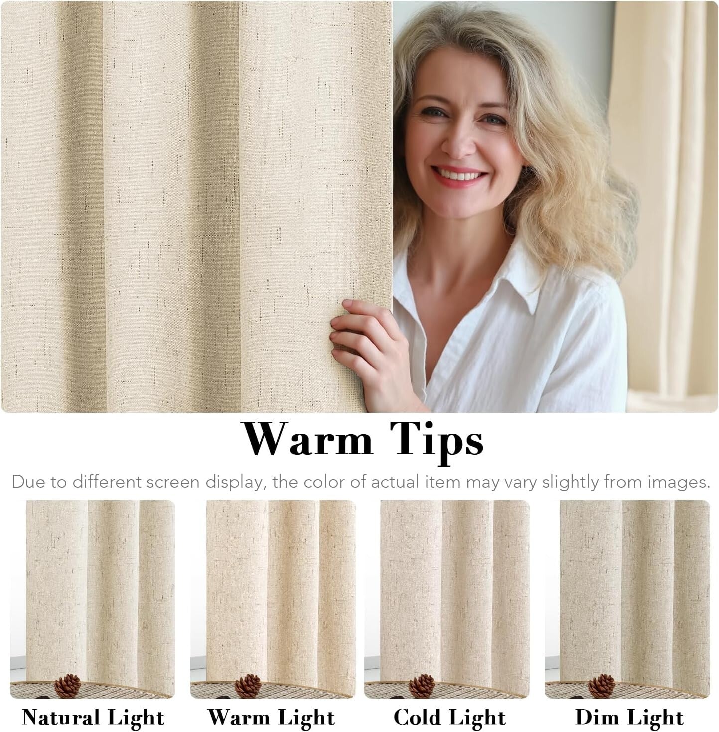 Luxury Linen Textured Blackout Drapes – 2 Panel Set for Bedroom & Living Room