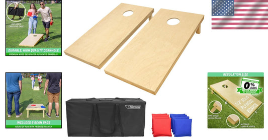 Authentic Regulation Cornhole Game Boards - Solid Wood with All-Weather Bags