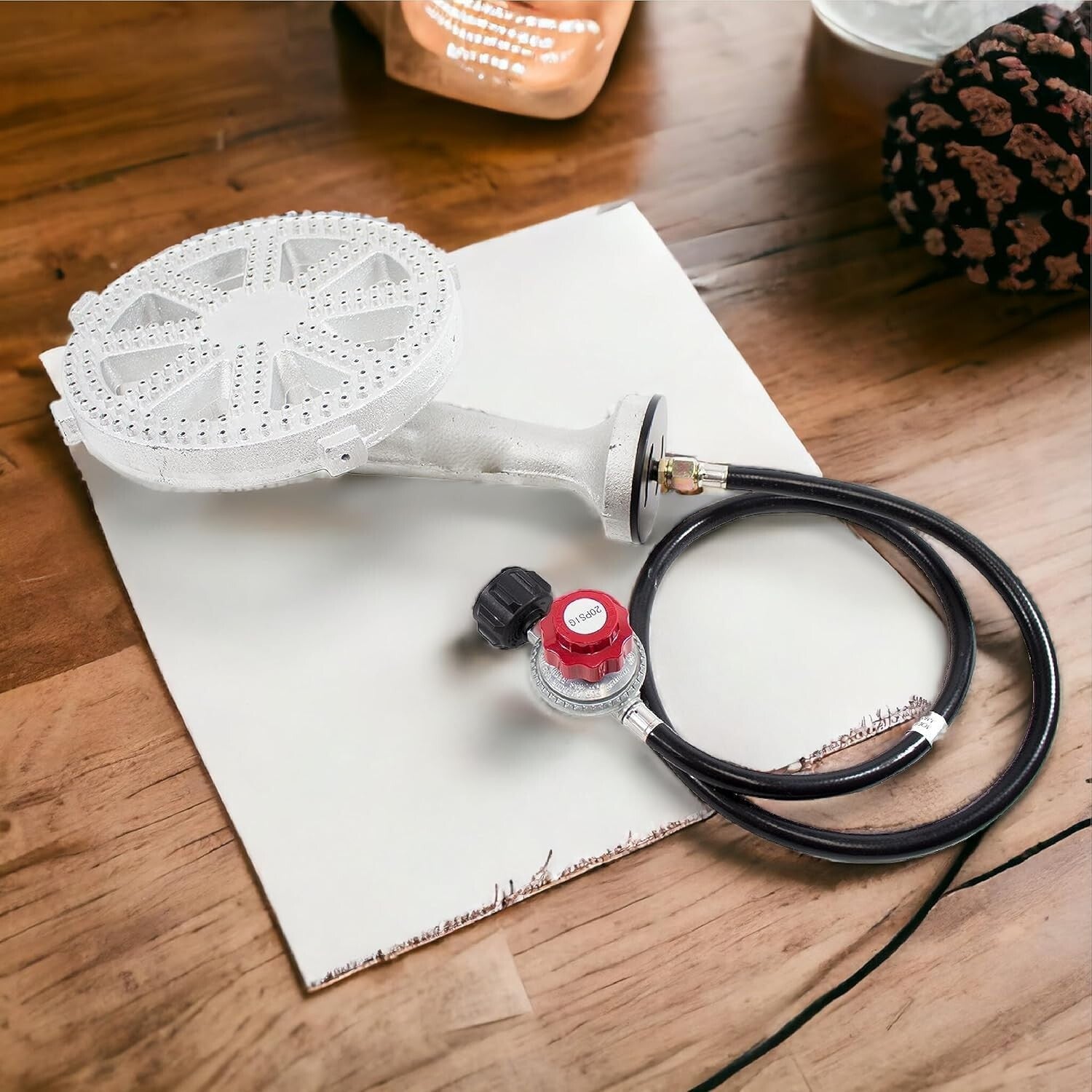 Heavy Duty 10in Propane Burner Head Set with Adjustable 0-20 PSI Regulator