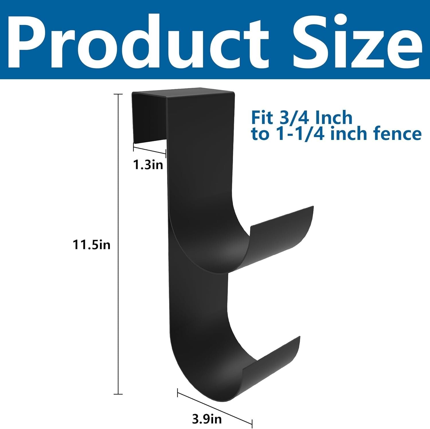 4-Piece Heavy-Duty Pool Fence Hooks - Slip-On Black Hangers for Outdoor Storage