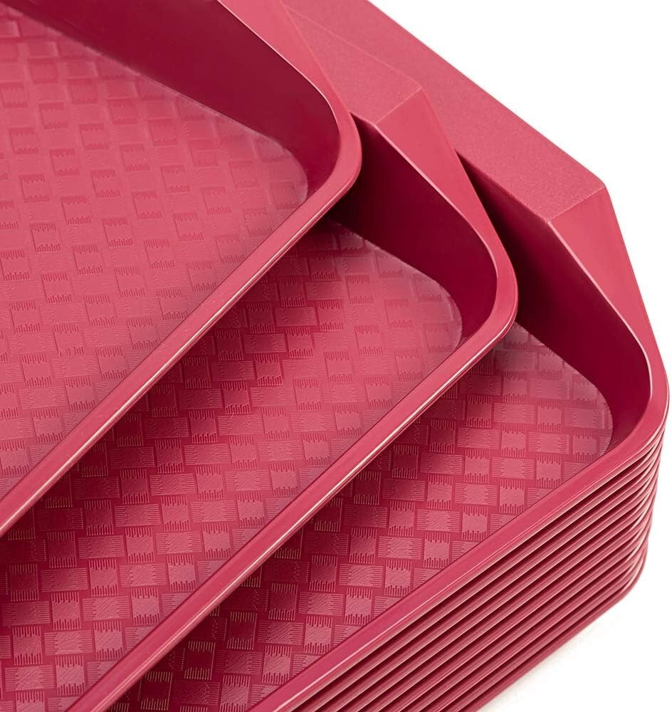 16.95" x 11.82" Modern Plastic Fast Food Trays - Set of 12 for Versatile Use