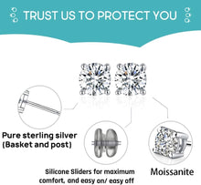 Load image into Gallery viewer, Timeless Moissanite 1 ct Stud Earrings - Durable Silver with Lever Back Design