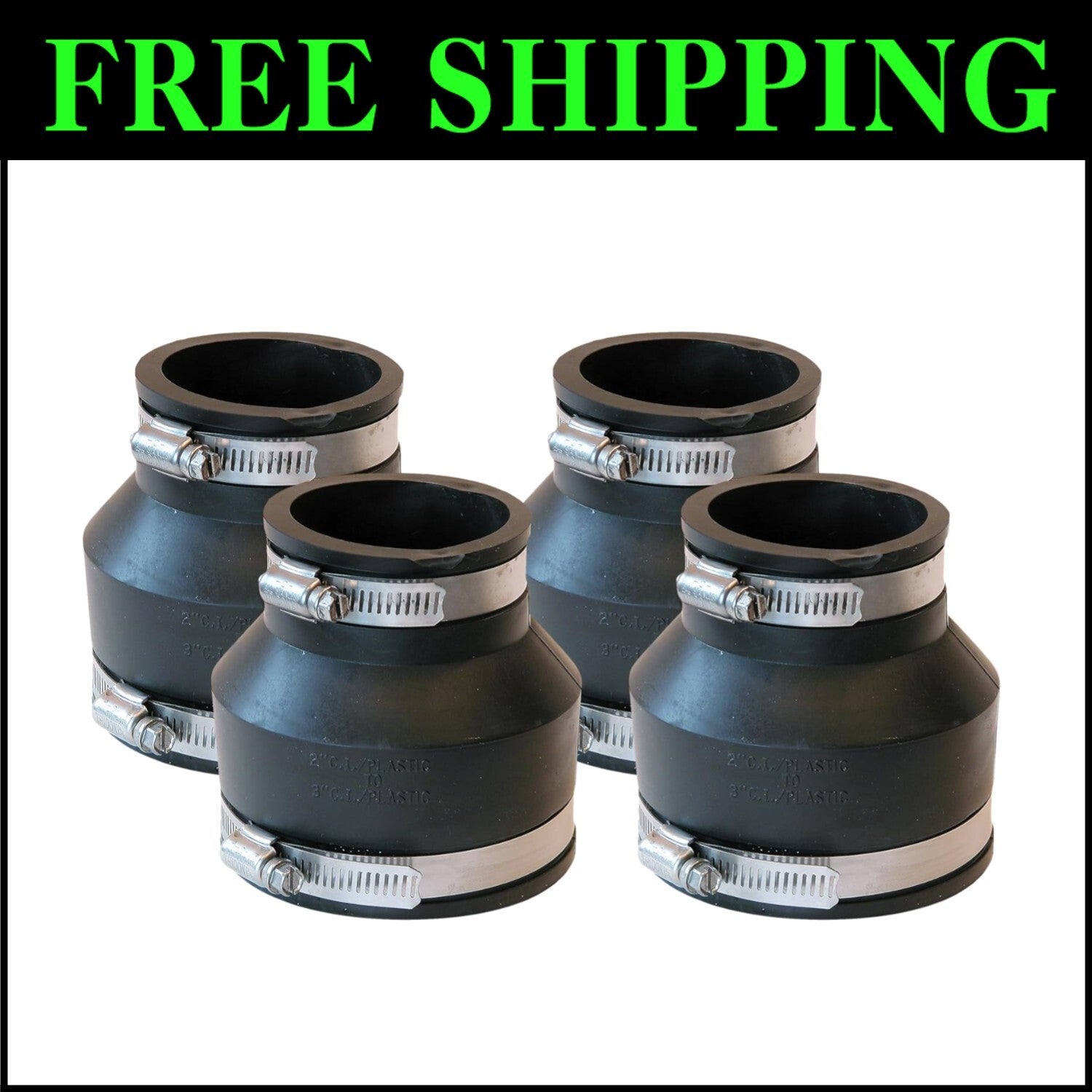 4-Pack Flexible PVC Reducing Couplings: No-Mess Installation for Quick Setup