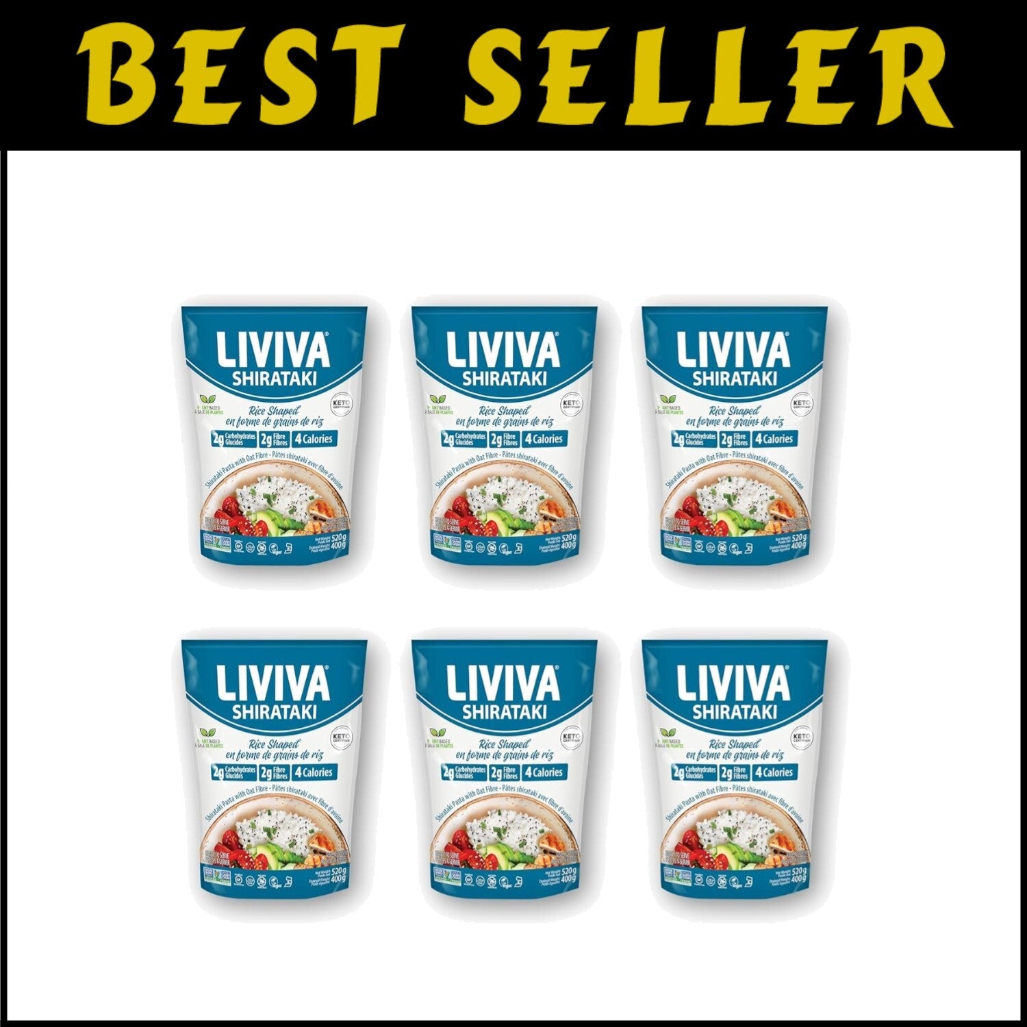 14 oz Pack of 6 Shirataki Rice - Delicious Low-Calorie Pasta for Healthy Living