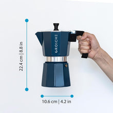 Load image into Gallery viewer, Milano 9-Cup Stovetop Moka Espresso Maker - Modern, Safe &amp; Stylish in Blue