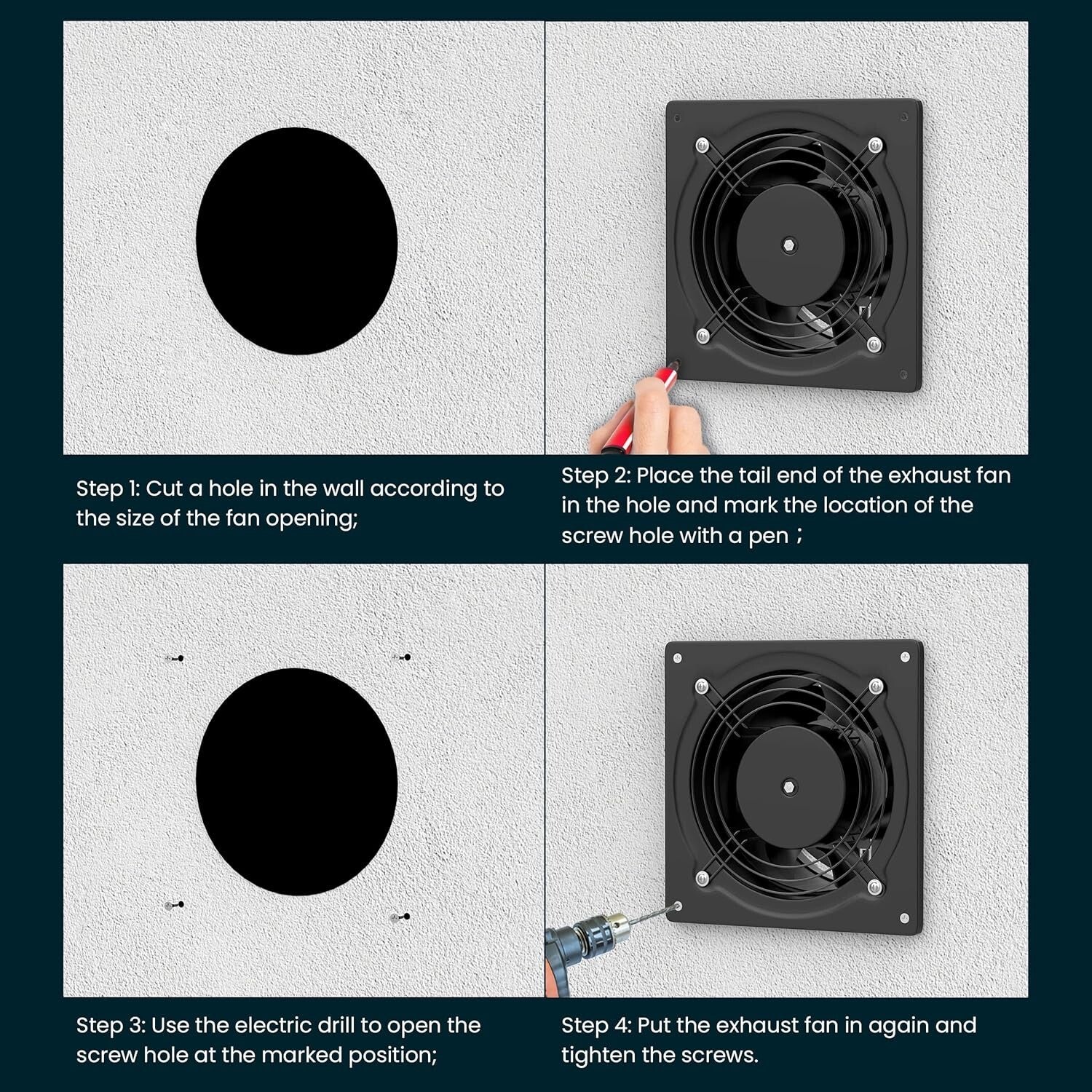 High-Performance 6" Exhaust Fan - Ideal for Kitchen, Bathroom, and Indoor Spaces