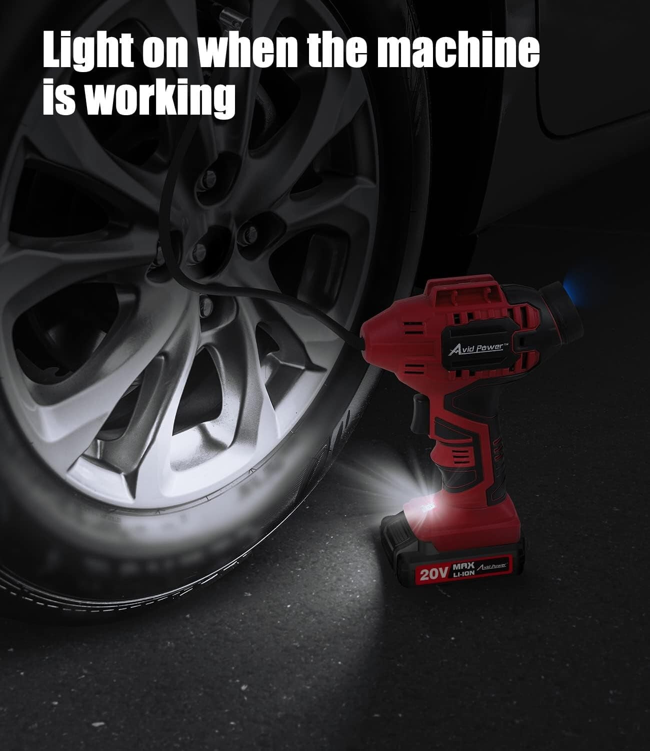 Multi-Purpose 20V Tire Inflator - Lightweight, Fast, with Tool Bag Accessory