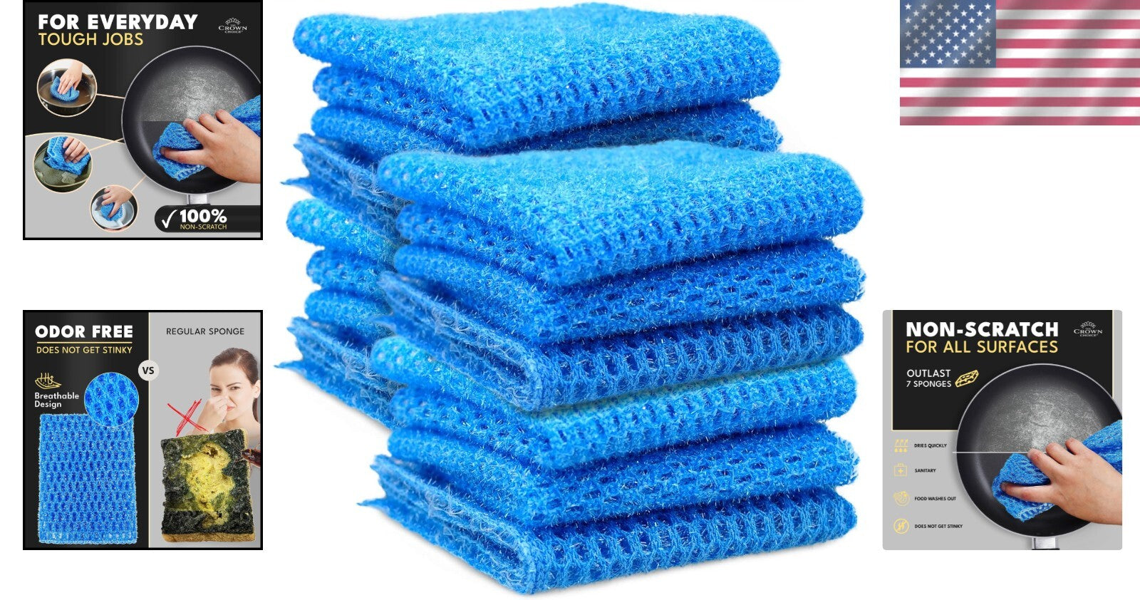 Eco-Friendly Non-Abrasive Dish Scrubbers - 12 Reusable Kitchen Pads