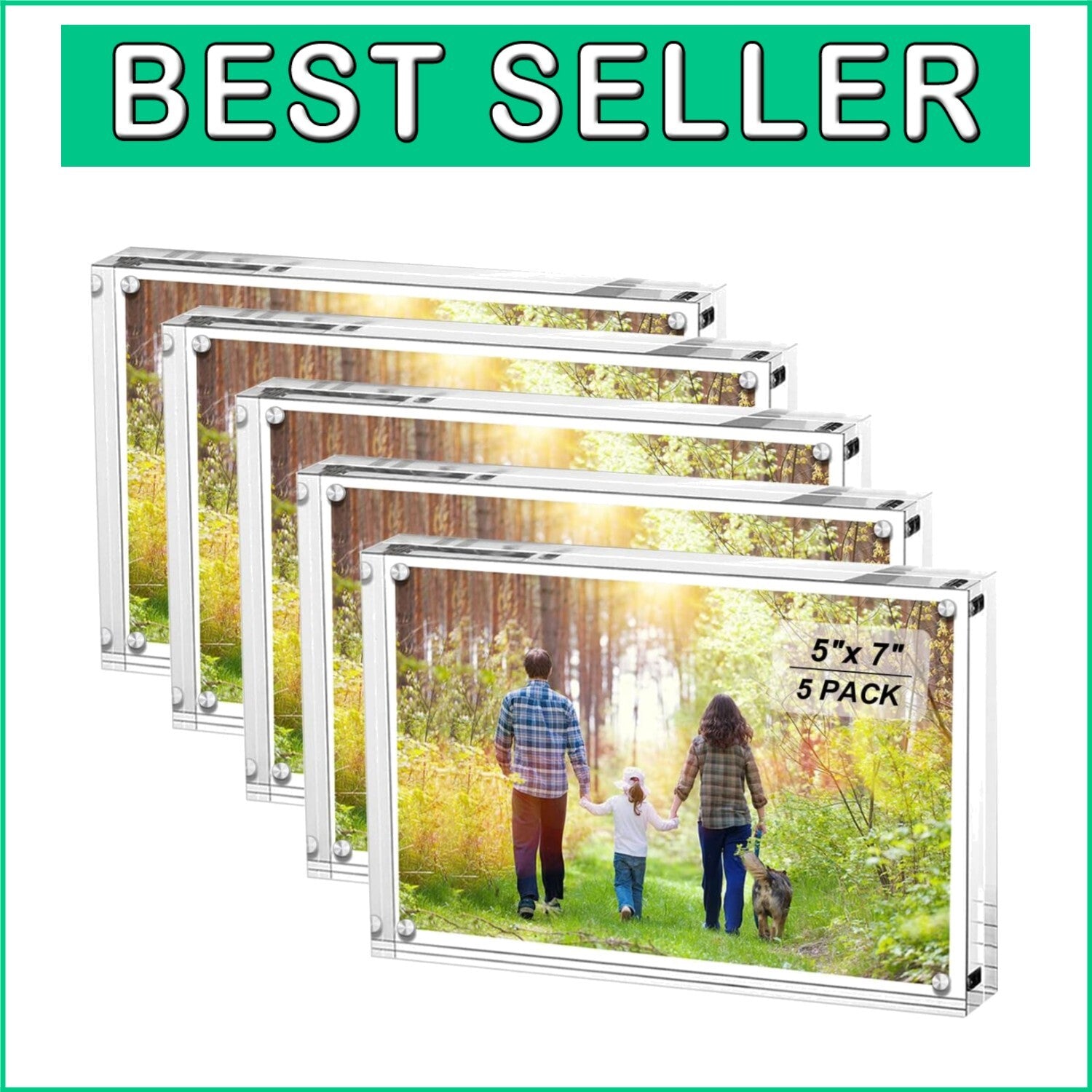Clear Double-Sided 5x7 Acrylic Frames with Magnetic Hold - Perfect Gift