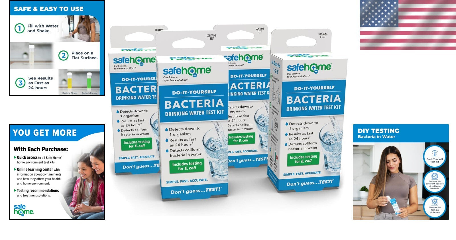 EPA Certified DIY Bacteria Test Kit - Fast Results in 24 Hours, 4 Count