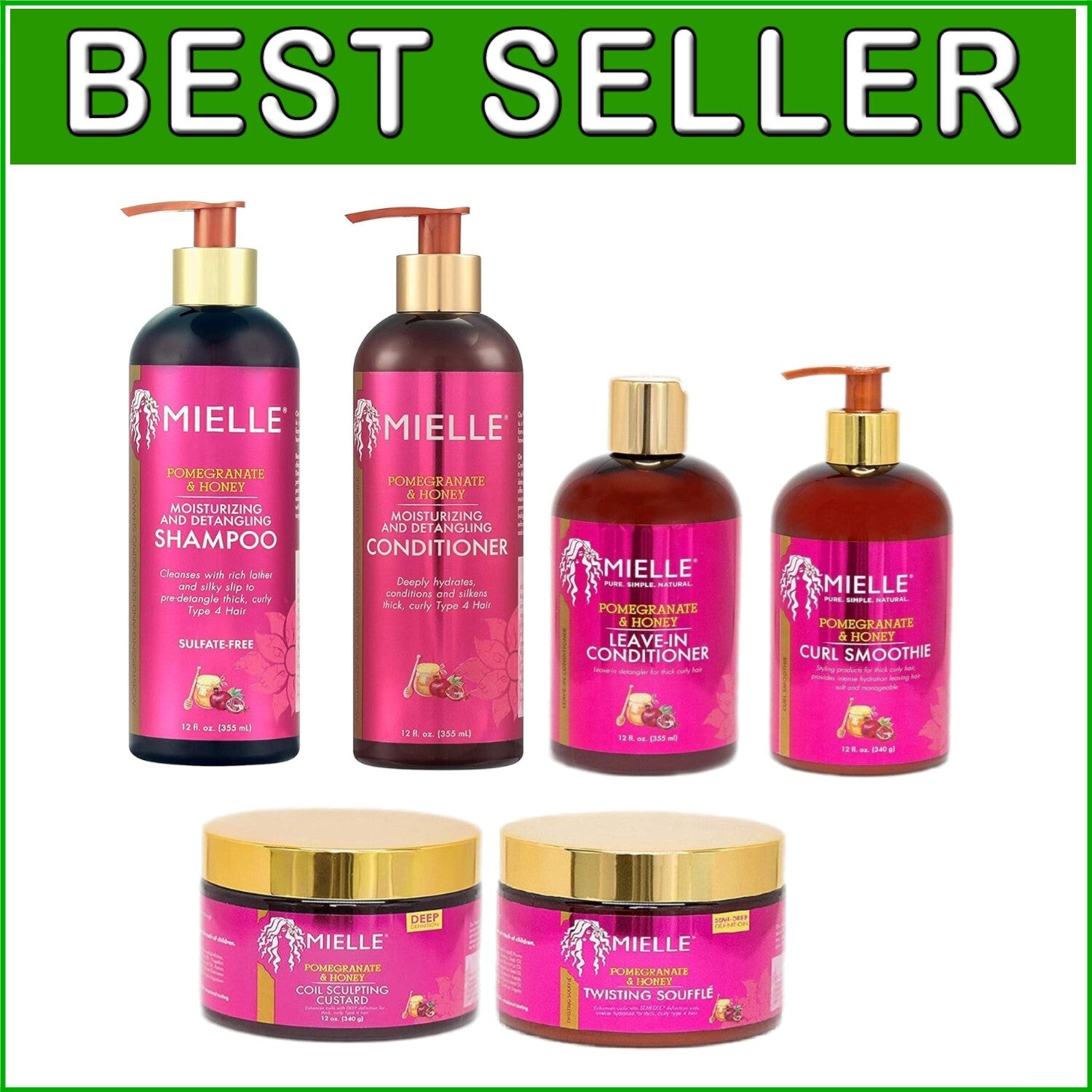 Curly Hair Nourishment Oil with Pomegranate & Honey - 12oz for Growth & Shine