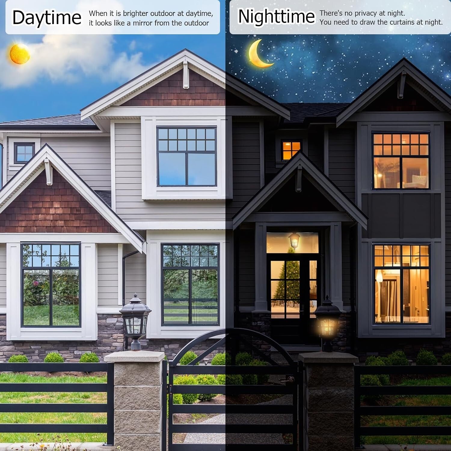 Daytime Privacy and Sun Blocking Window Tint - Reflective Film, 35.4'' x 393.7''