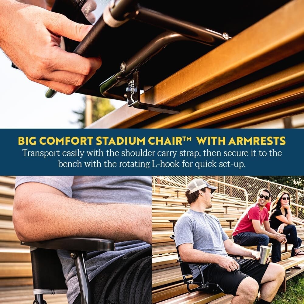 Comfortable Royal Blue Stadium Chair with Armrests - Maximum Support & Style