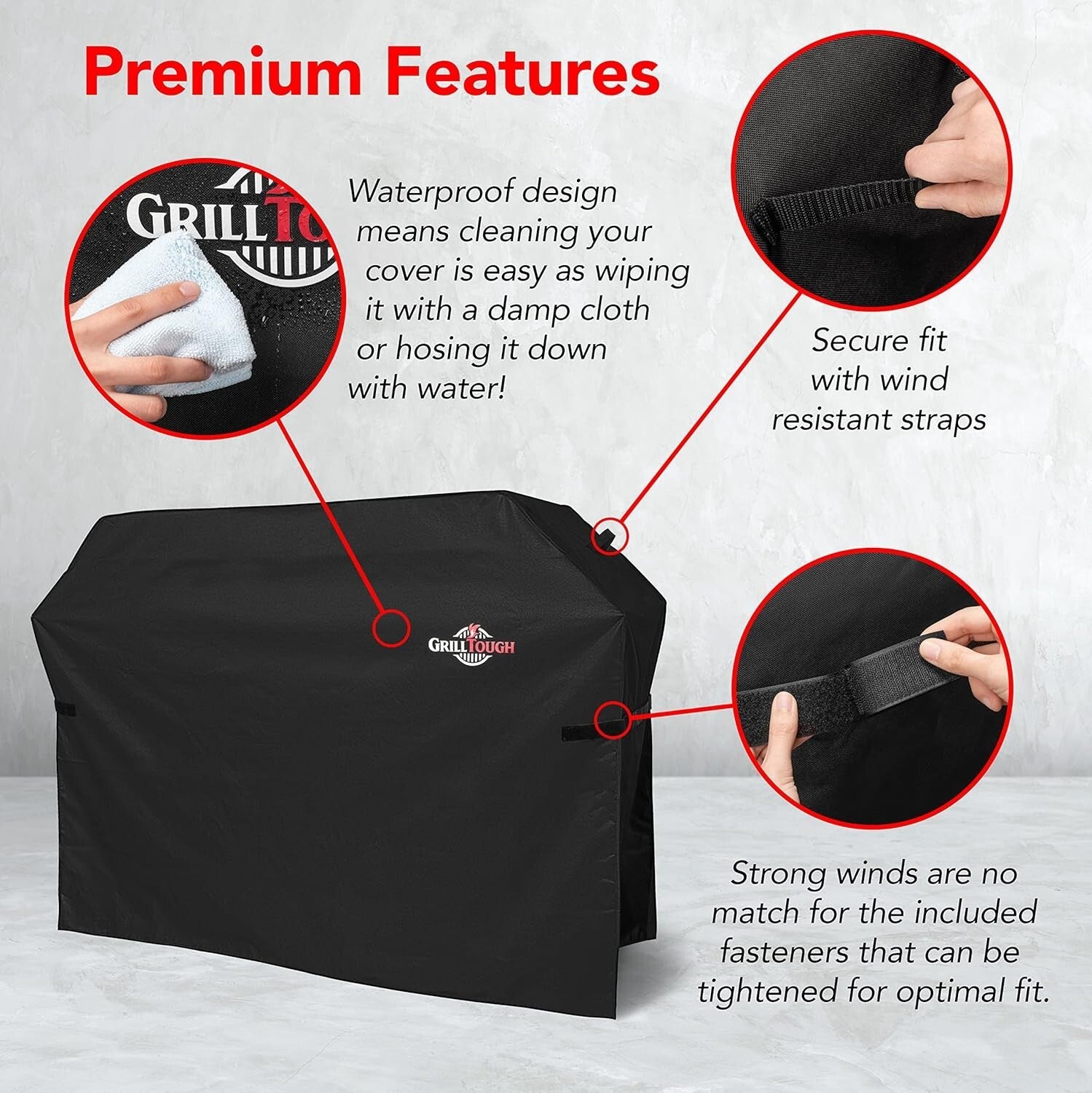 Durable Black BBQ Grill Cover, 52" - Waterproof & Fade Resistant, Universal Fit