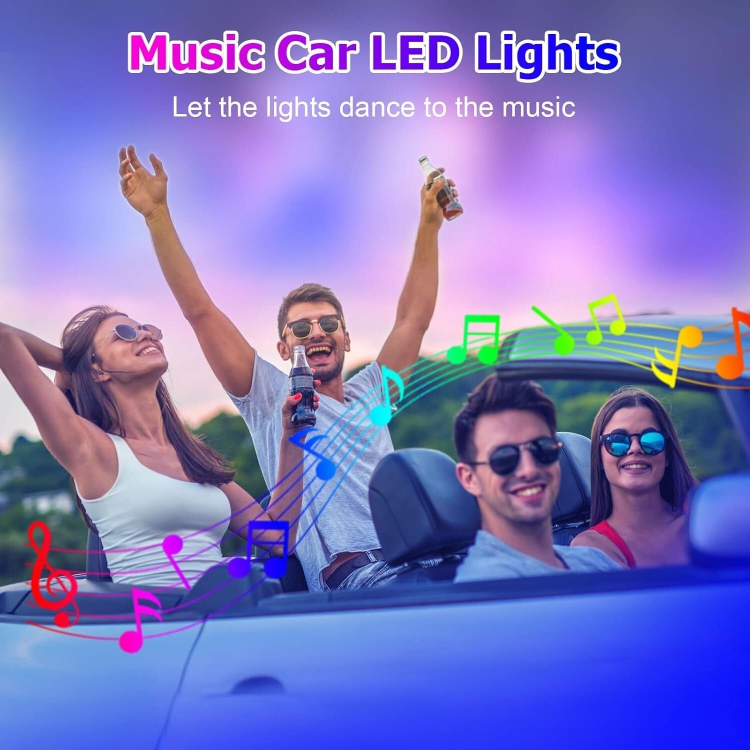 Waterproof Multicolor Car LED Ambiance Lights with Remote Control and Music Sync