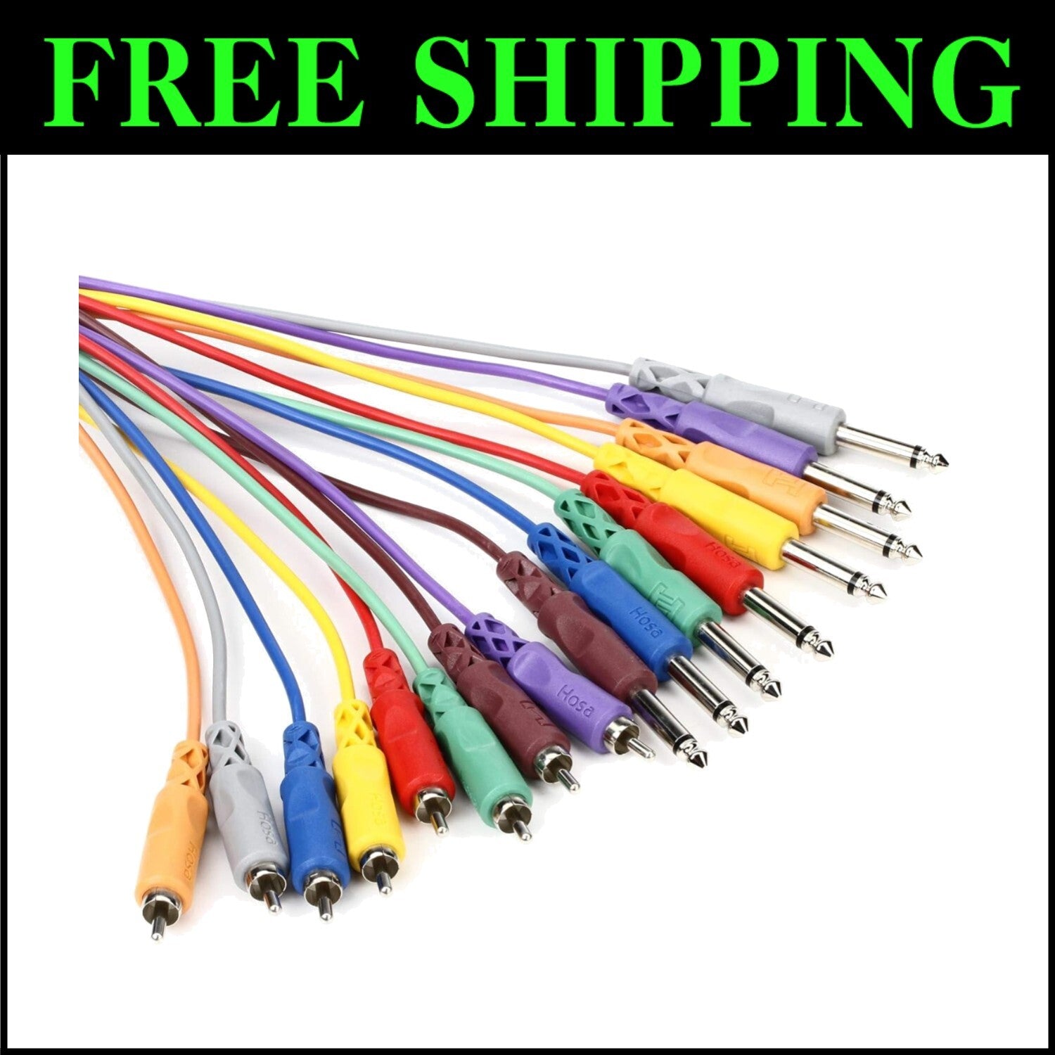 6.6ft 8-Channel Audio Snake Cable - TS Male to RCA Male for Professional Use